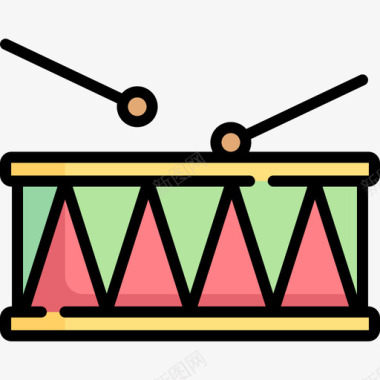 鼓圣诞装饰2线颜色图标