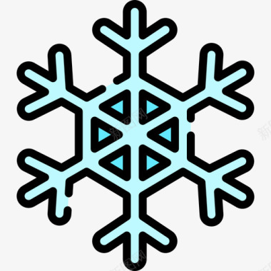 雪花冰晶雪花冬季自然14线形颜色图标