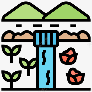 灌溉农田灌溉史前41线状颜色图标