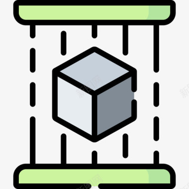 立方体颗粒立方体虚拟现实112线性颜色图标
