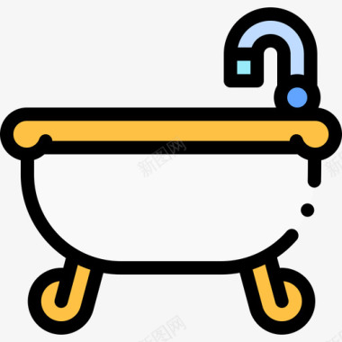 浴缸水管工37线性颜色图标