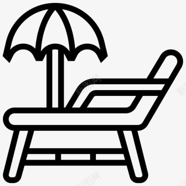 海滩旅游用品椅子海滩休息室图标