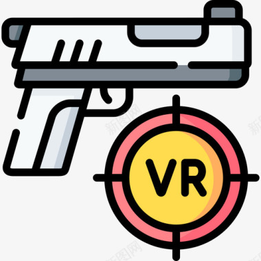 射击游戏虚拟现实112线性颜色图标