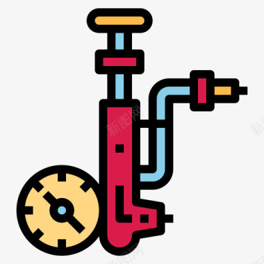 气泵气泵3号摩托车线性颜色图标