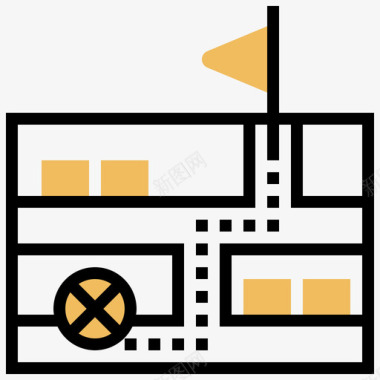 地图道路地图军用57黄色阴影图标