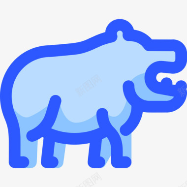 河马野生动物8蓝色图标图标