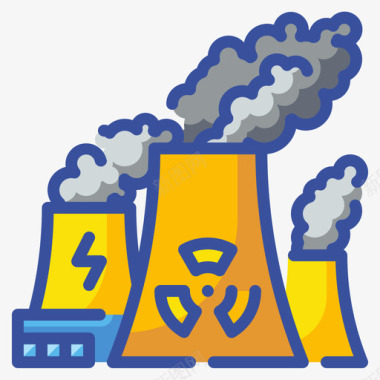 能源图标核电站创新可再生能源2线性颜色图标