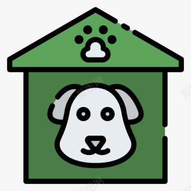 公共标识红动物收容所公共服务1线性颜色图标