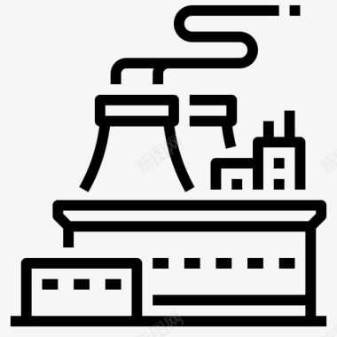 发电发电厂石油1线性图标