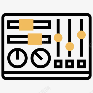 黄色光源均衡器多媒体通信4黄色阴影图标