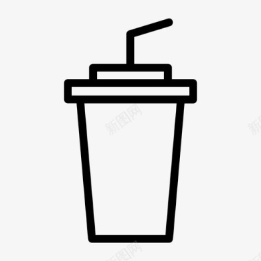 食物和饮料用吸管喝饮料玻璃杯图标