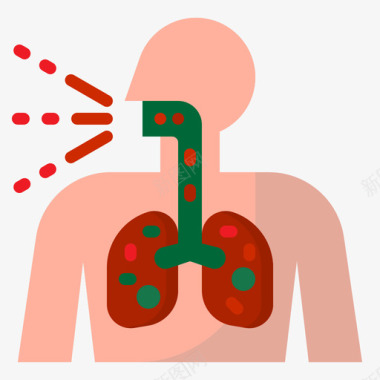 卡通病毒细胞体咳嗽冠状病毒扁平图标