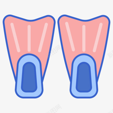 水上的鹤脚蹼水上运动2线性颜色图标