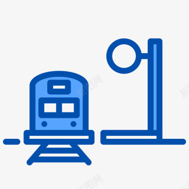 火车桥火车站火车站23蓝色图标