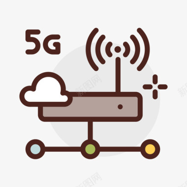 服务器5g2线性颜色图标