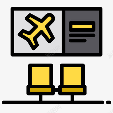 候车候车室7号航站楼线性颜色图标
