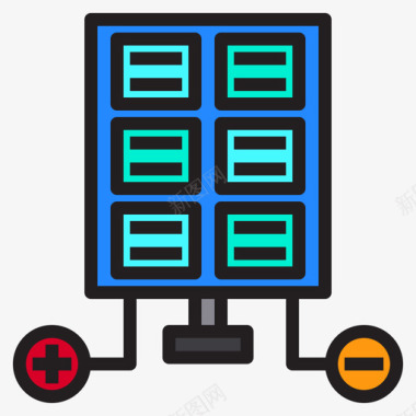 太阳能充电桩太阳能电池板太阳能5线性颜色图标