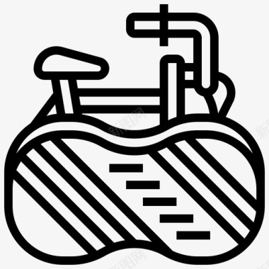 线型自行车自行车元素直线型图标