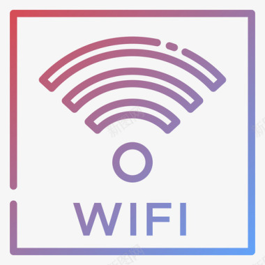 公共标识红Wifi公共服务3渐变图标
