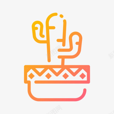 仙人掌波西米亚风格16渐变色图标