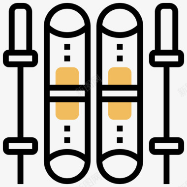 滑雪EPS滑雪冬季147黄影图标