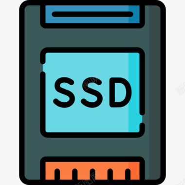 彩色插画Ssd驱动器网络托管65线性彩色图标