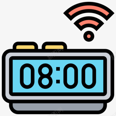 数字时钟字体数字时钟物联网71线性彩色图标
