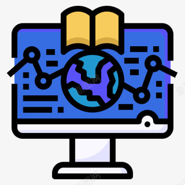 讲解知识网络教育知识填充线条色彩图标