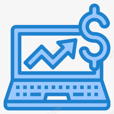 金融卡通蓝色笔记本电脑金融170蓝色图标