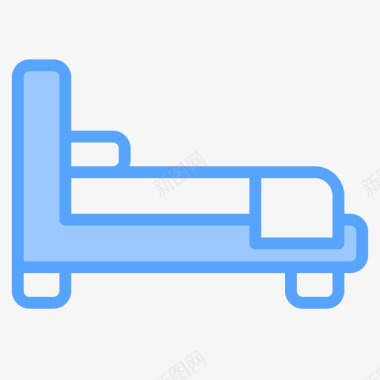 单人床家具装饰6蓝色图标