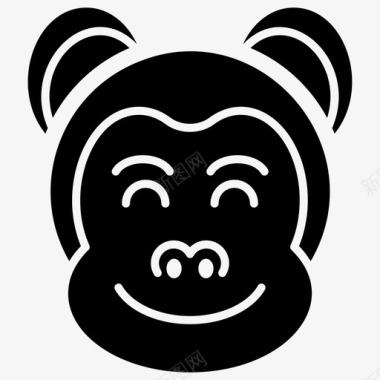 笑脸猴脸卡通快乐表情符号图标