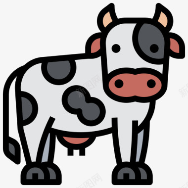 情侣的动物牛动物36线性颜色图标