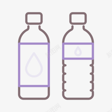 饮料瓶饮料瓶水上运动3线性颜色图标