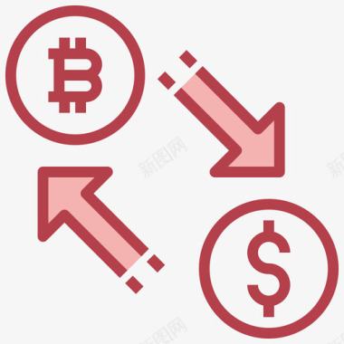 交易所区块链和金融科技4红色图标