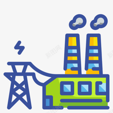 发电厂插图发电厂创新可再生能源2线性颜色图标