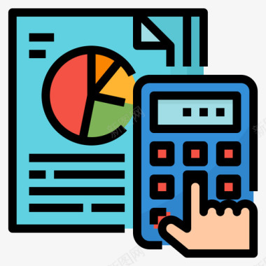 网络购物费用计算预算和费用2线颜色图标