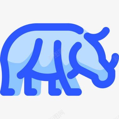 犀牛野生动物8蓝色图标