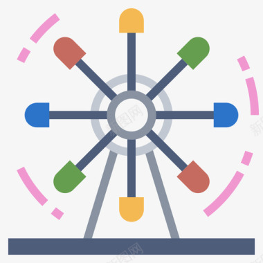 开学主题顶部旋转主题公园6平坦图标
