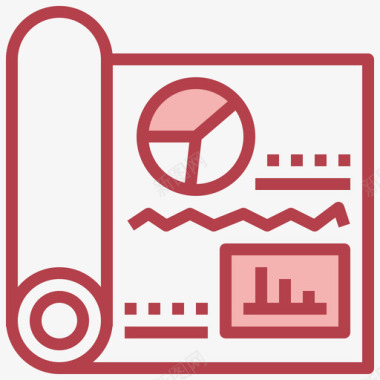 红色统计图表和图表6红色图标