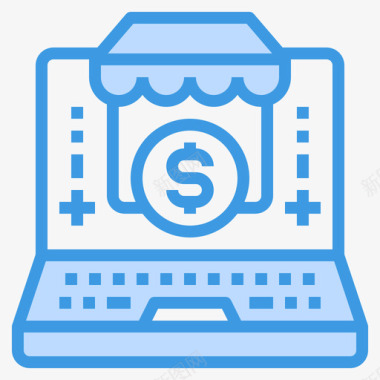 笔记本电脑商务和金融5蓝色图标