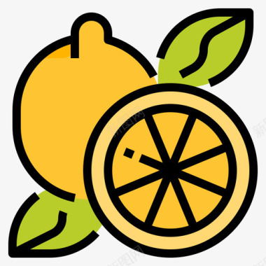 卡通柠檬水果柠檬水果32线形颜色图标