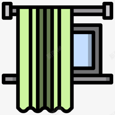 窗帘背景窗帘家庭和生活39线性颜色图标