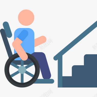 楼梯残疾人援助11彩色图标