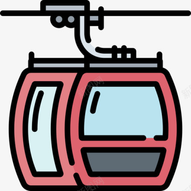 矢量缆车缆车北极36线性颜色图标