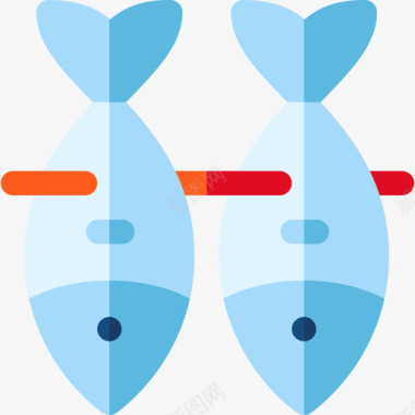 水库鱼鱼烤肉51扁平图标