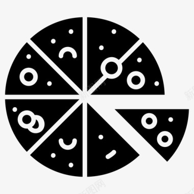 五彩披萨快餐意大利食品图标
