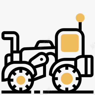 工重型车辆5号施工车黄色阴影图标