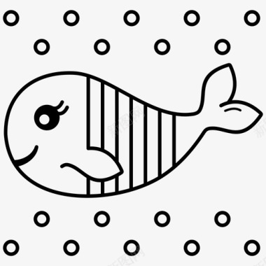 敬业的小动物卡通鲸小动物欢快图标