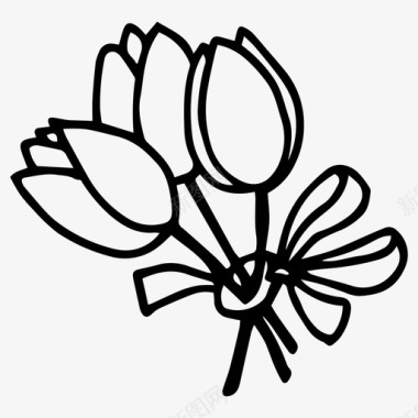 鲜花花束手绘图标