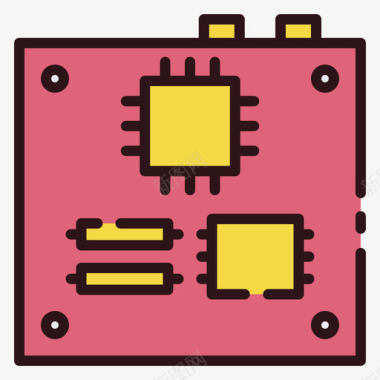 处理器硬件图标主板硬件44线性颜色图标